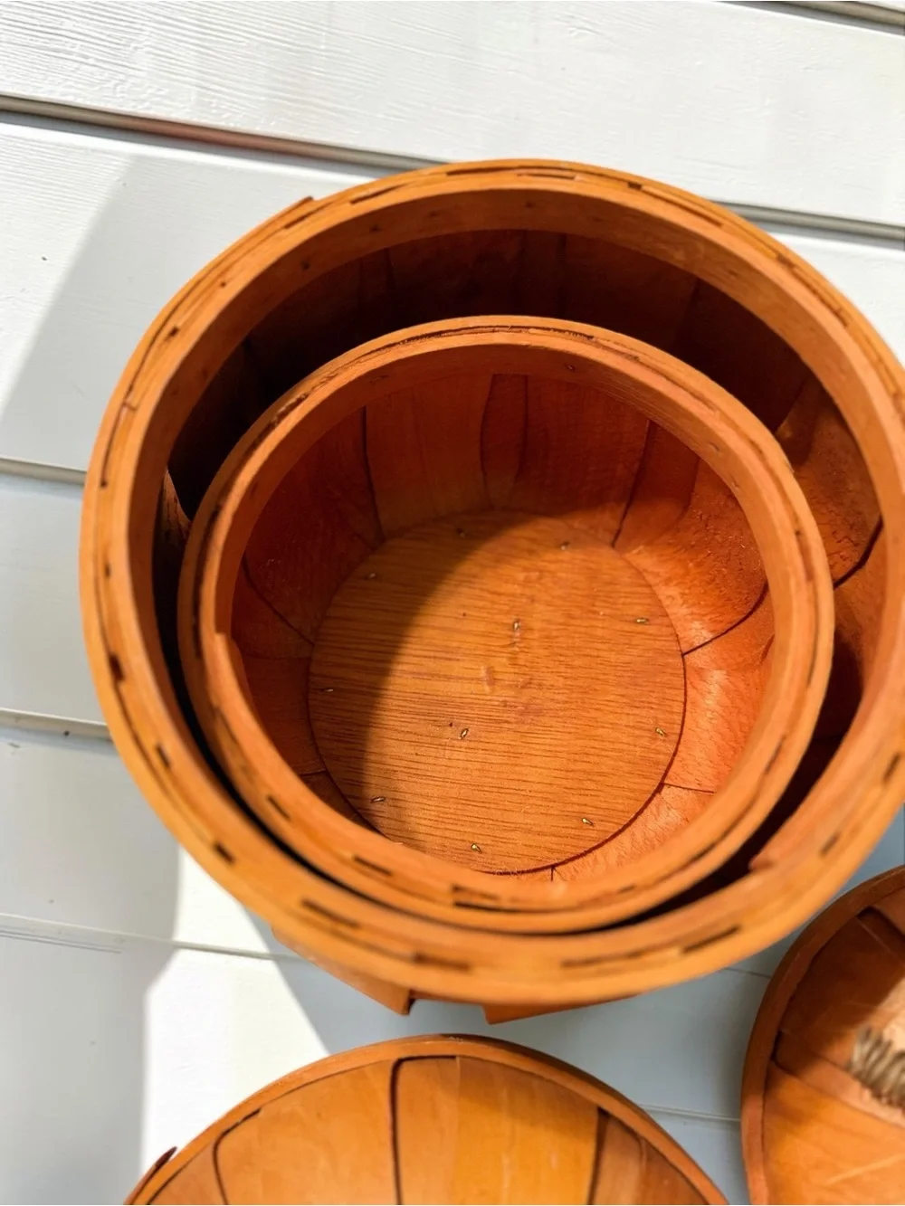 Vintage Woven Pumpkin Baskets with Lids Set of 2 Fall Decor